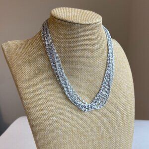 Lightweight Multi-Strand Silver Necklace and Matching Pierced Dangle Earrings